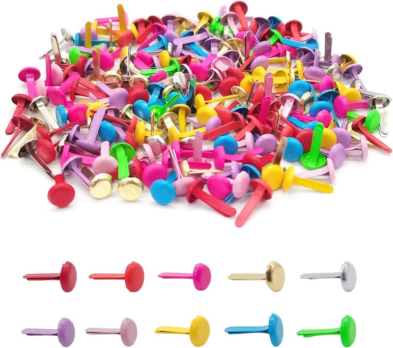 Quacc 200pcs Multicolor Split Pins Round Scrapbooking Brads 0.24 x 0.5Inch Split Pins Paper Fasteners Brads for Craft Art Crafting School Project Decorative Scrapbooking DIY Supplies - Image 1